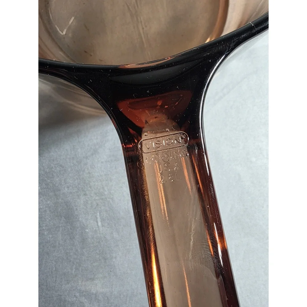 Vision Corning Ware FRANCE 2.5 L Amber Glass Pot Saucepan Vtg Z